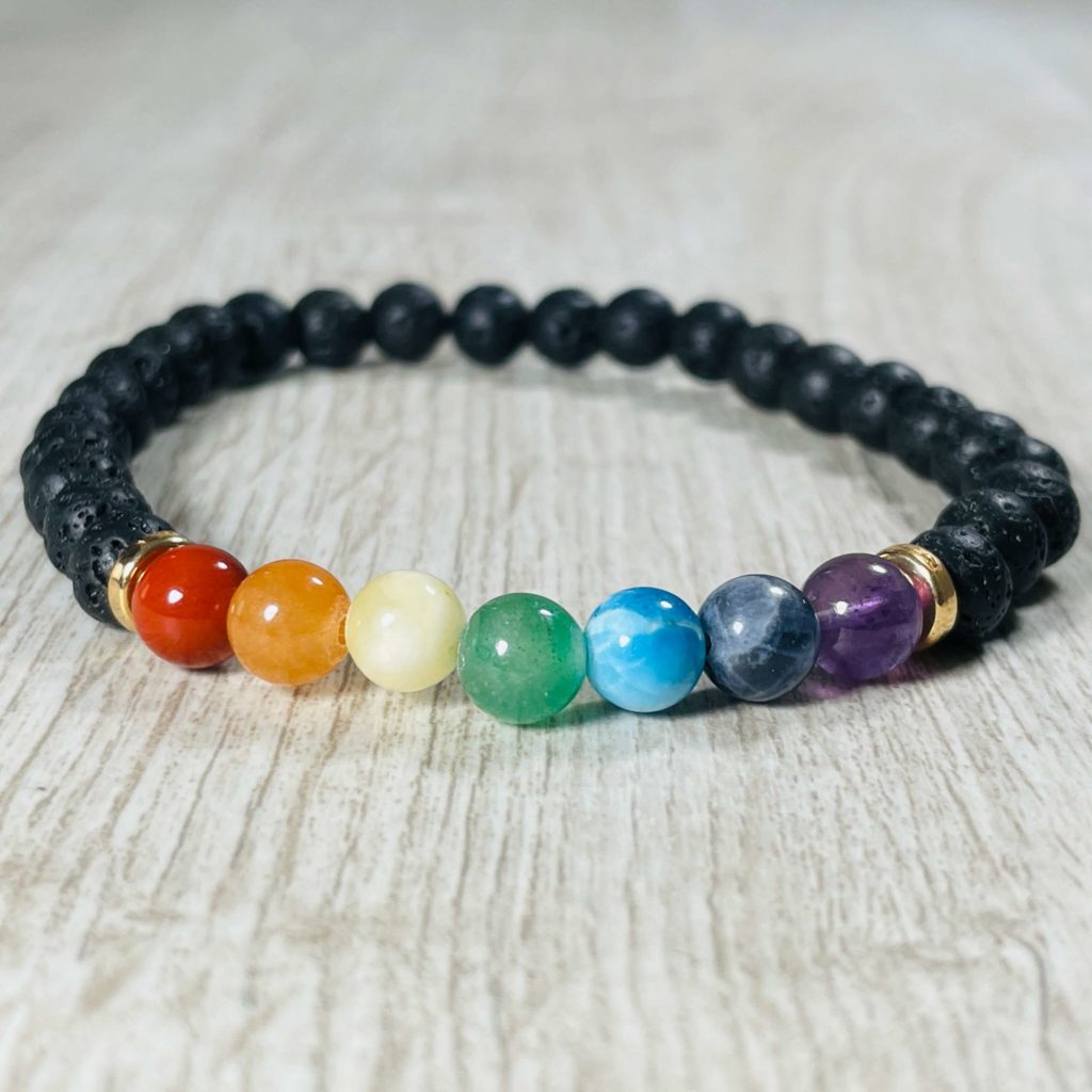 Bracelet Shamballa 7 Chakras Avec Perles De Larve Naturelles - Longueur Ajustable