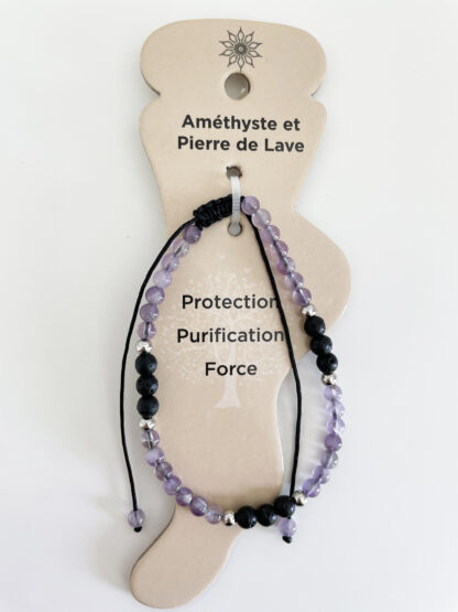 Chaîne de cheville Améthyste et Pierre de Lave